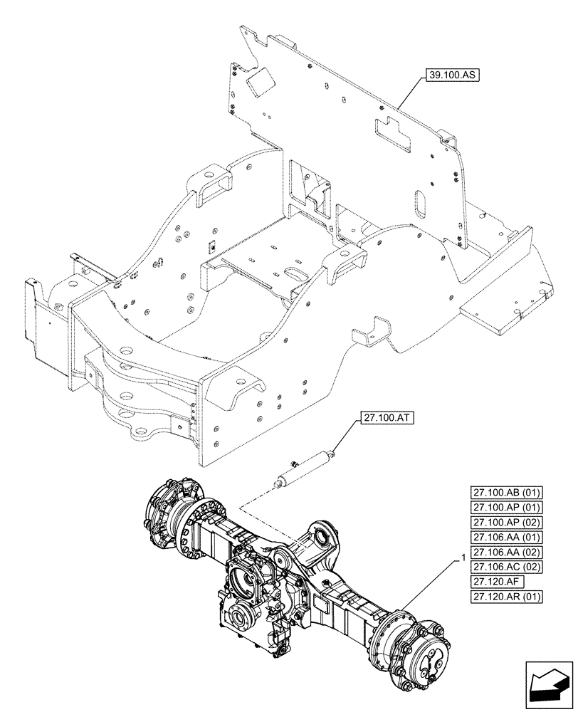 Схема запчастей Case 321F - (27.100.AK[02]) - VAR - 734510 - REAR AXLE (27) - REAR AXLE SYSTEM