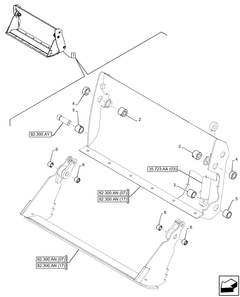 Схема запчастей Case 21F - (82.300.AB) - VAR - 734607 - BUCKET, BUSHING (82) - FRONT LOADER & BUCKET