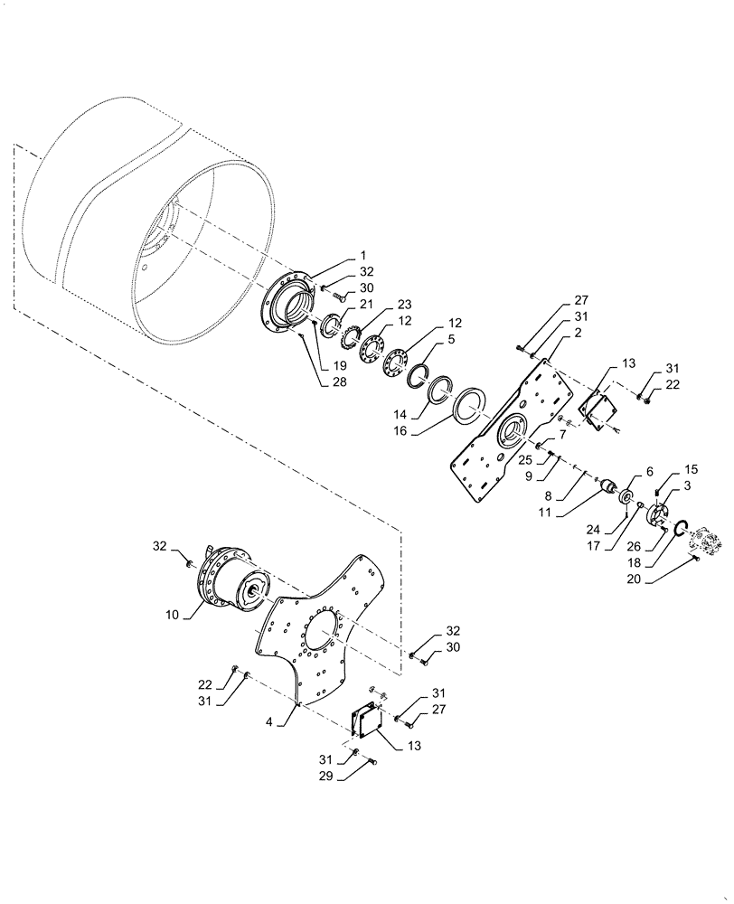 Схема запчастей Case DV210C - (44.160.AB[01]) - DRUM DRIVE ASSEMBLY 210 (44) - WHEELS