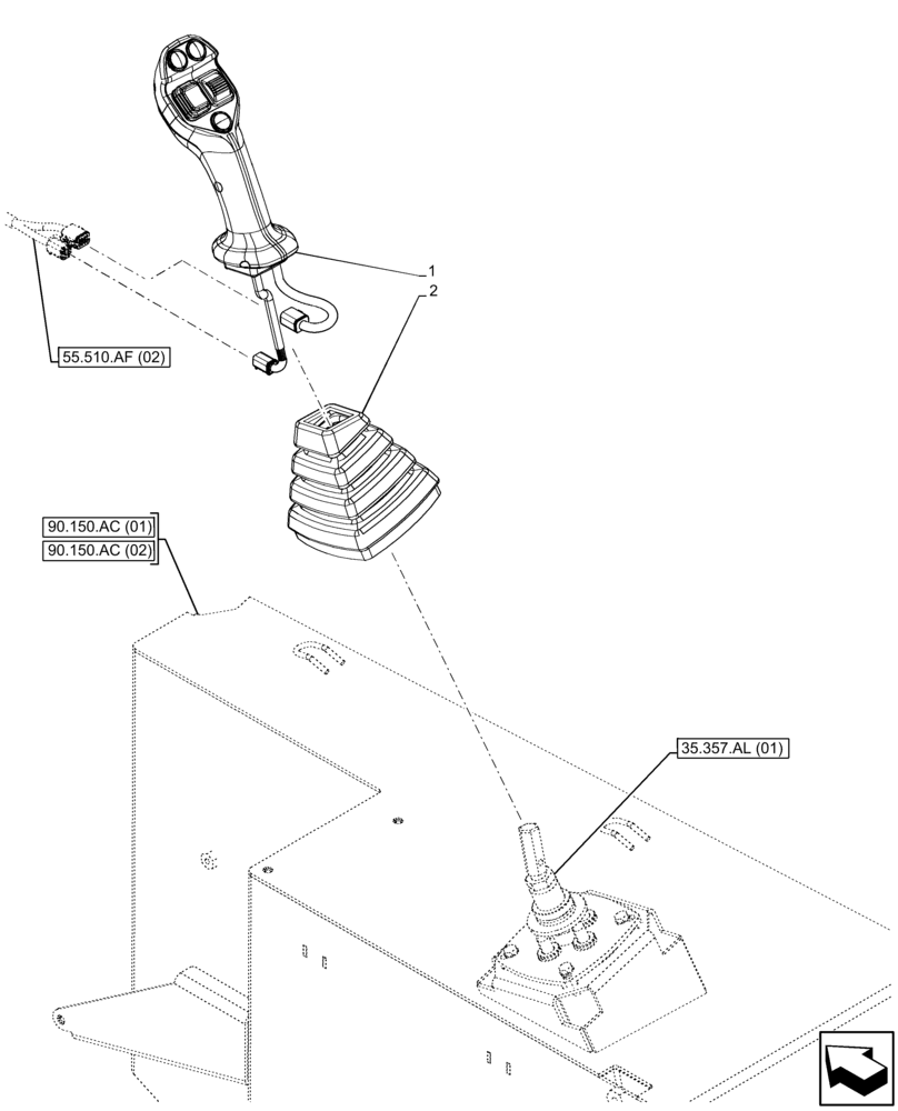 Схема запчастей Case 321F - (55.512.CL[04]) - VAR - 402027 - PILOT VALVE, JOYSTICK (55) - ELECTRICAL SYSTEMS