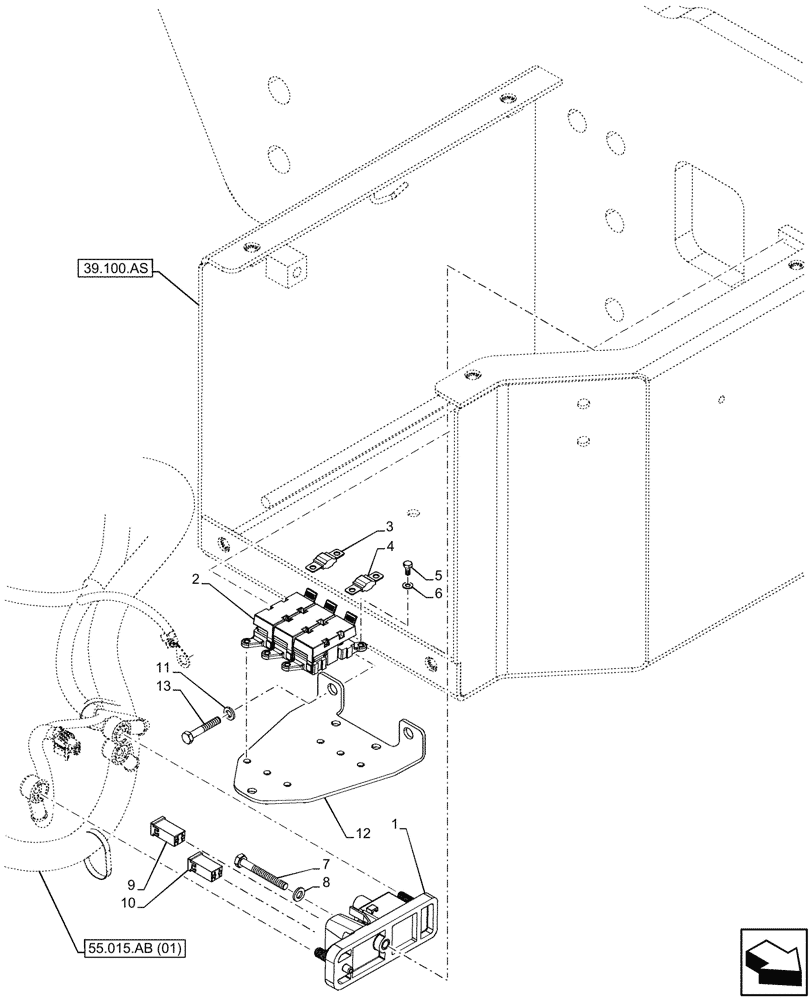 Схема запчастей Case 21F - (55.302.AI[03]) - VAR - 734574 - BATTERY, FUSE (55) - ELECTRICAL SYSTEMS