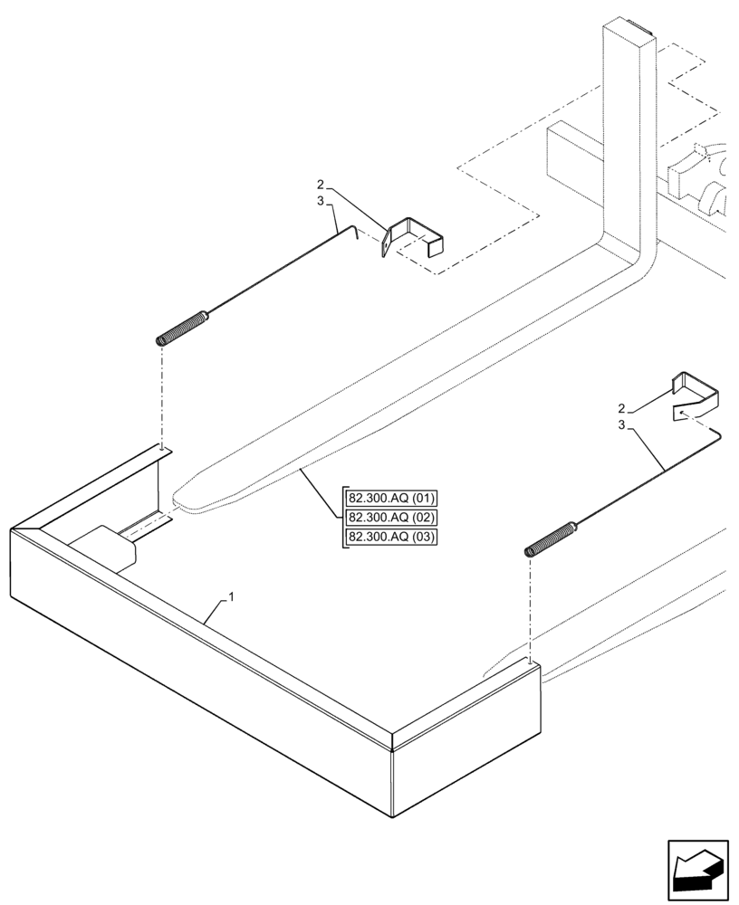 Схема запчастей Case 21F - (82.300.AQ[04]) - VAR - 782064 - FORKS, PROTECTION (82) - FRONT LOADER & BUCKET