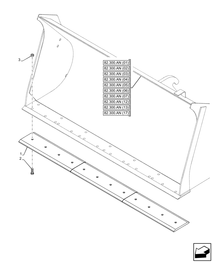 Схема запчастей Case 21F - (84.100.AR[01]) - VAR - 734603 - CUTTING EDGE (84) - BOOMS, DIPPERS & BUCKETS