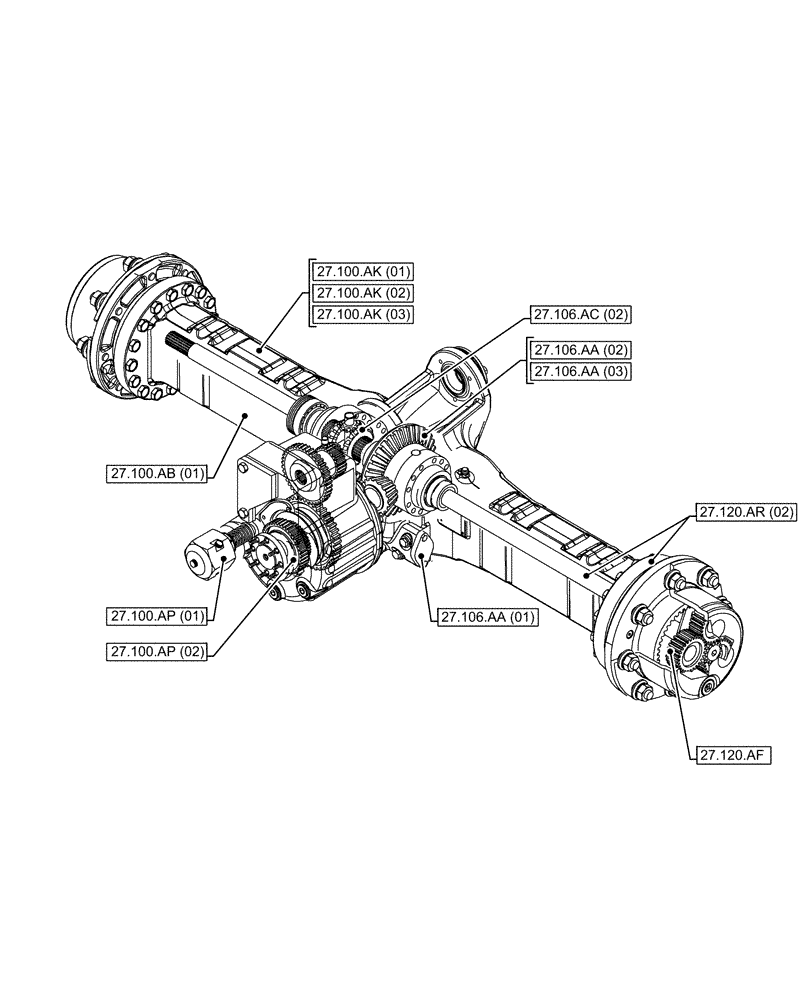 Схема запчастей Case 321F - (27.000.00[02]) - SECTION INDEX - REAR AXLE (27) - REAR AXLE SYSTEM