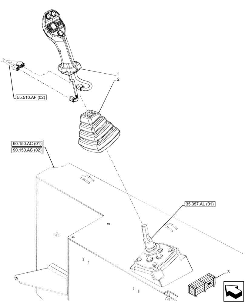 Схема запчастей Case 321F - (55.512.CL[05]) - VAR - 402030 - PILOT VALVE, JOYSTICK (55) - ELECTRICAL SYSTEMS