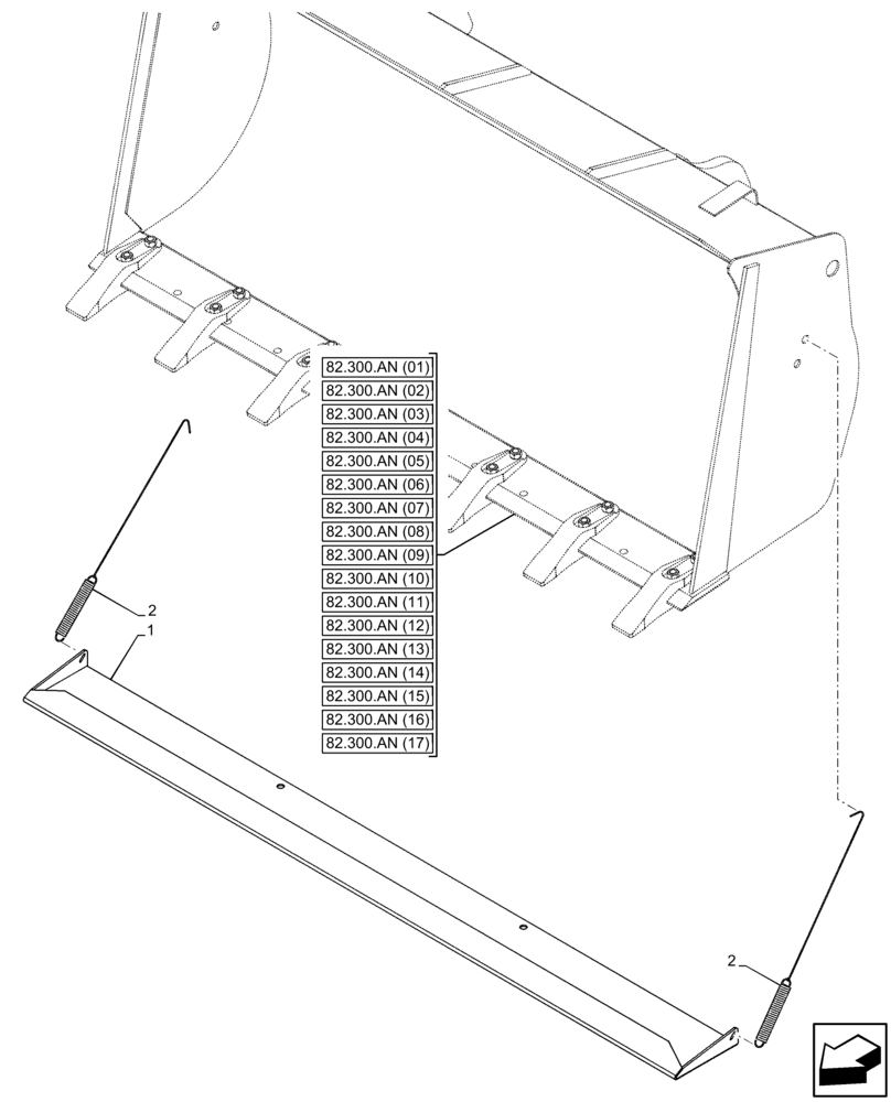 Схема запчастей Case 221F - (84.100.AE[03]) - VAR - 482084 - TEETH, PROTECTION (84) - BOOMS, DIPPERS & BUCKETS