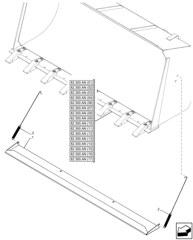 Схема запчастей Case 21F - (84.100.AE[02]) - VAR - 482088 - TEETH, PROTECTION (84) - BOOMS, DIPPERS & BUCKETS