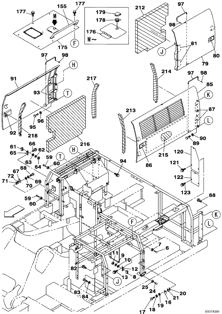 Схема запчастей Case CX460 - (09-07) - ACCESS DOOR - INSULATION (09) - CHASSIS/ATTACHMENTS