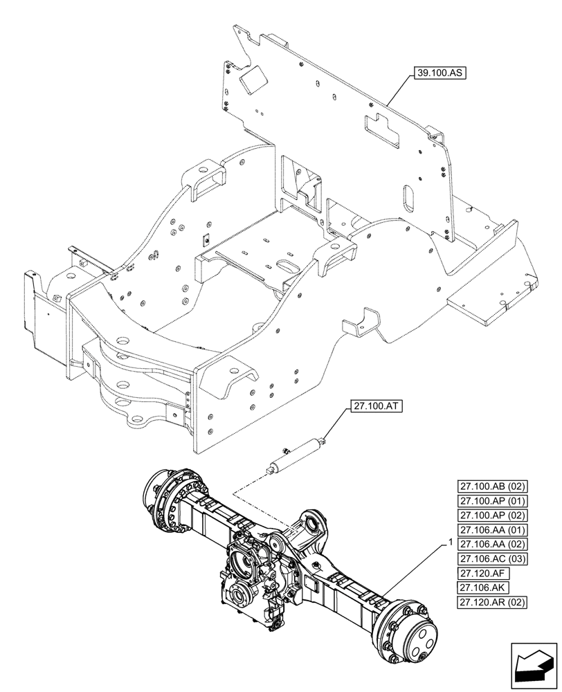 Схема запчастей Case 321F - (27.100.AK[03]) - VAR - 734512 - REAR AXLE (27) - REAR AXLE SYSTEM