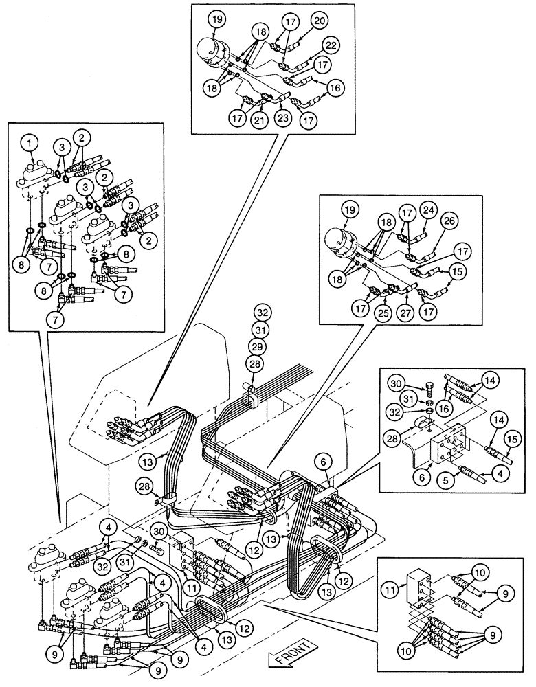 Схема запчастей Case 9060 - (8-026) - HYDRAULIC CONTROL CIRCUIT, FOOT AND HAND CONTROLS TO SHUTTLE VALVE AND MANIFOLD (08) - HYDRAULICS