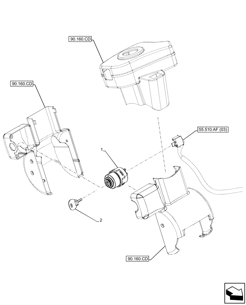 Схема запчастей Case 121F - (55.201.AH) - IGNITION SWITCH (55) - ELECTRICAL SYSTEMS