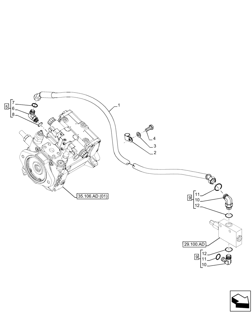 Схема запчастей Case 121F - (29.100.AH[01]) - HYDROSTATIC PUMP, INCHING VALVE, LINE - END DATE 7 APRIL 2015 (29) - HYDROSTATIC DRIVE