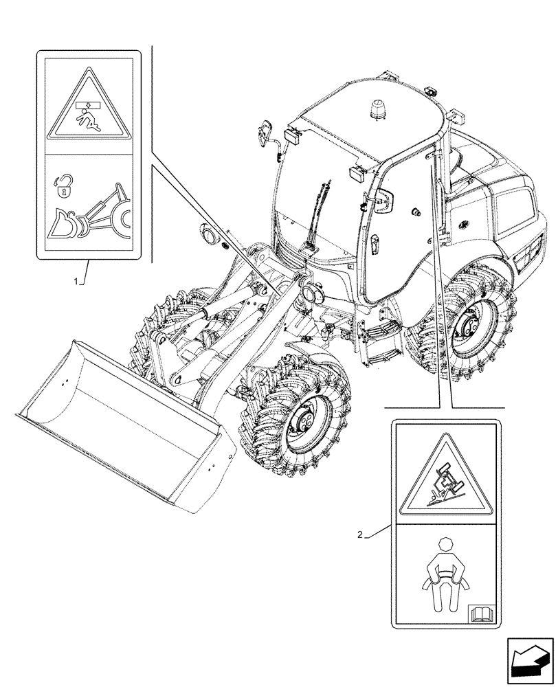 Схема запчастей Case 121F - (90.108.AC[07]) - VAR - 734528, 734529, 734530, 734531, 734532, 734534 - DECALS, WARNING (90) - PLATFORM, CAB, BODYWORK AND DECALS