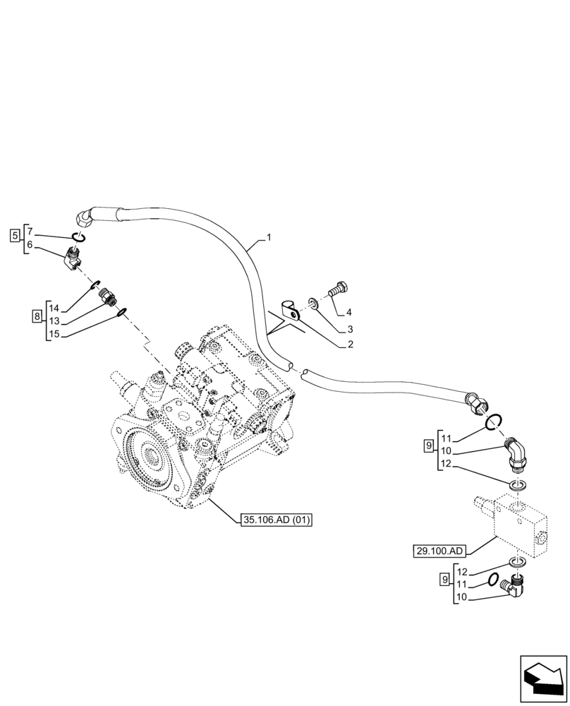 Схема запчастей Case 221F - (29.100.AH[01]) - HYDROSTATIC PUMP, INCHING VALVE, LINE - END DATE 29 APRIL 2015 (29) - HYDROSTATIC DRIVE