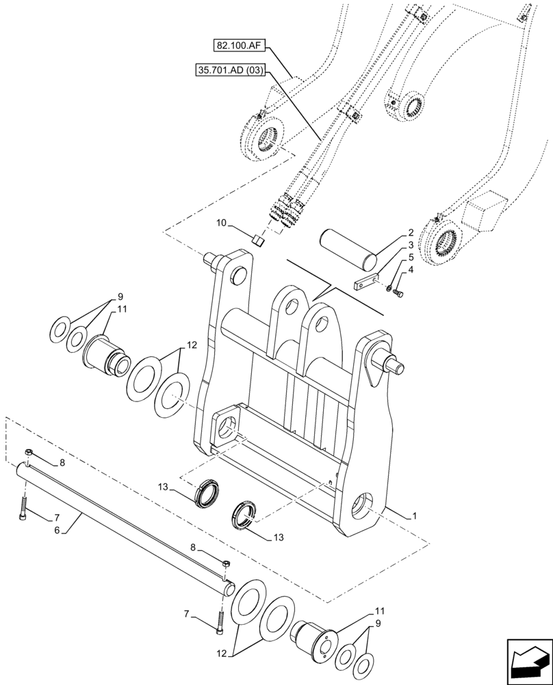 Схема запчастей Case 21F - (82.300.AX[01]) - VAR - 734633 - QUICK COUPLER, MECHANICAL (82) - FRONT LOADER & BUCKET