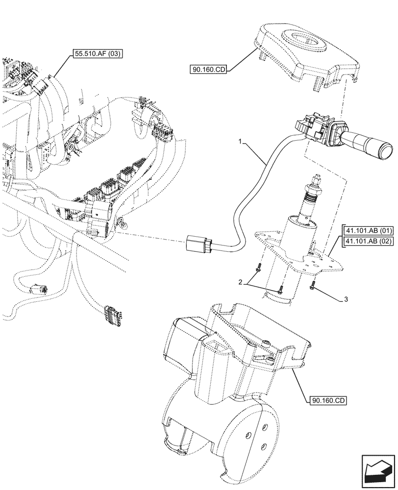 Схема запчастей Case 121F - (55.405.CK) - HEADLIGHT, SWITCH (55) - ELECTRICAL SYSTEMS