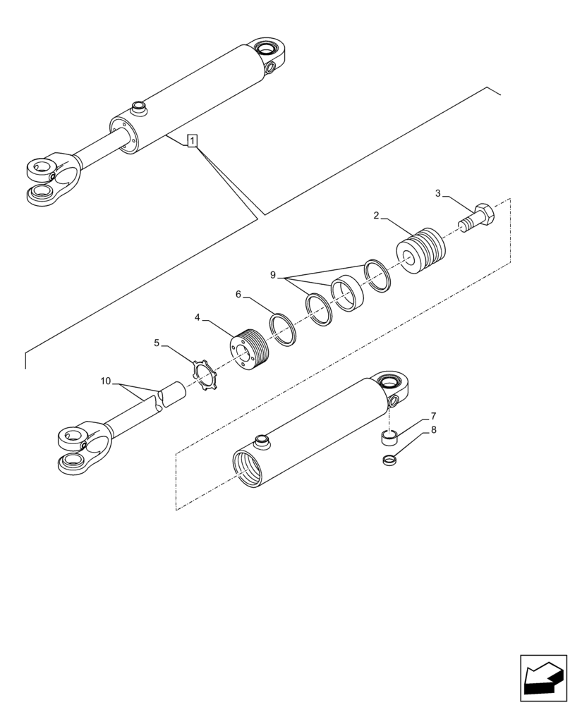 Схема запчастей Case 121F - (41.216.AT[02]) - STEERING CYLINDER, COMPONENTS (41) - STEERING