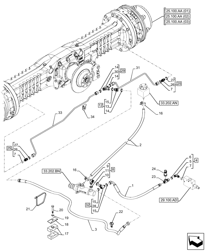 Схема запчастей Case 221F - (33.202.AP) - BRAKE LINE (33) - BRAKES & CONTROLS