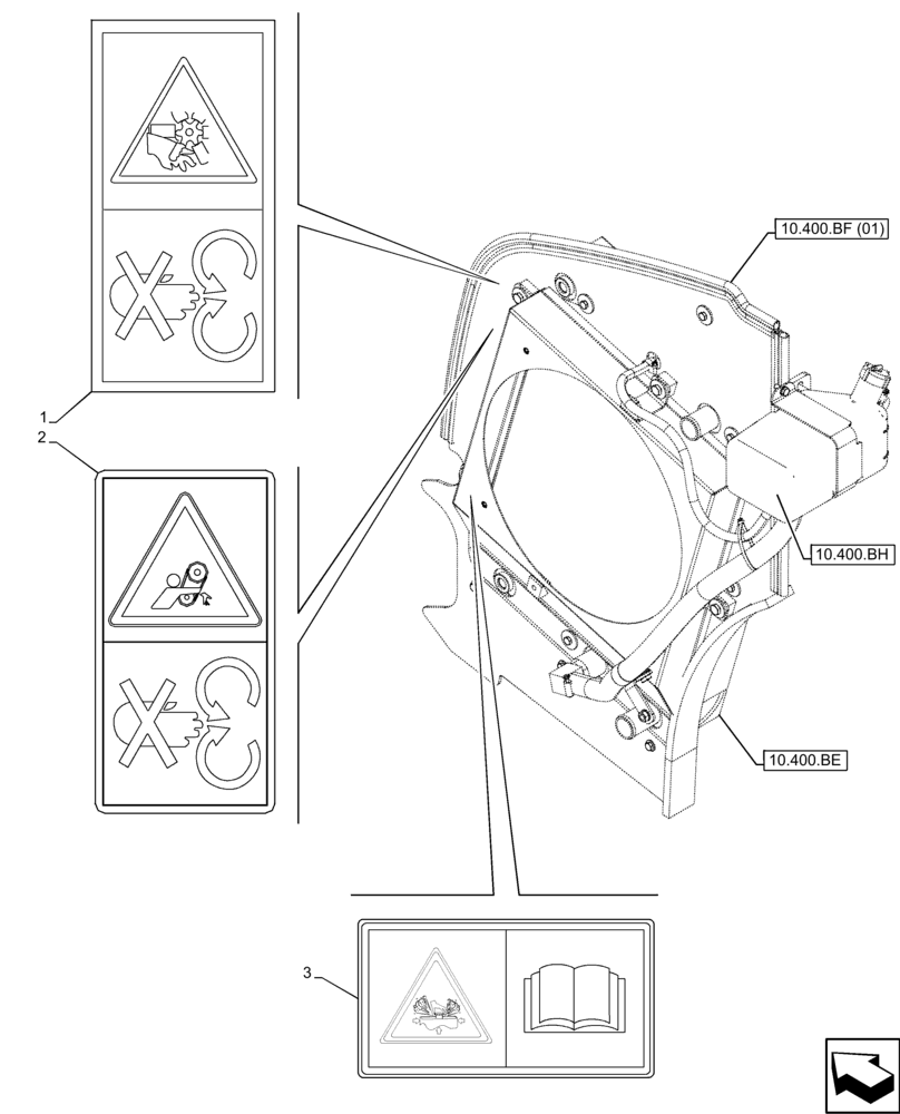 Схема запчастей Case 21F - (90.108.AC[12]) - VAR - 734535, 734536, 734537, 734538, 734539 - DECALS, WARNING (90) - PLATFORM, CAB, BODYWORK AND DECALS