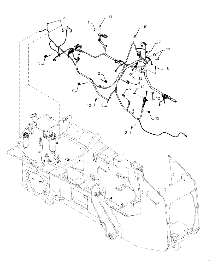 Схема запчастей Case 1650M WT/LGP - (55.101.AC[01]) - HARNESS, CHASSIS AND ENGINE (55) - ELECTRICAL SYSTEMS