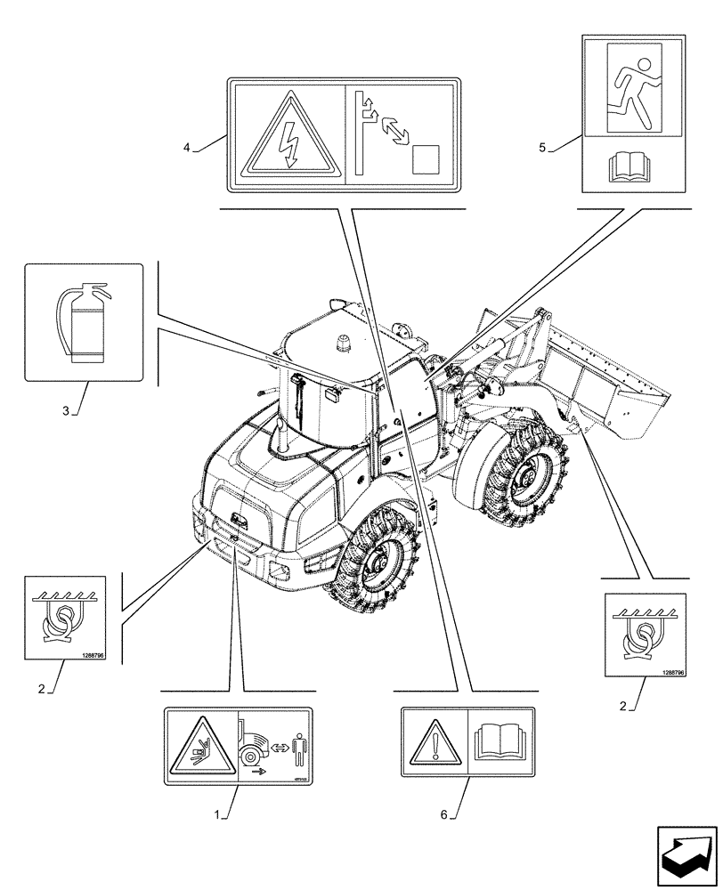 Схема запчастей Case 321F - (90.108.AC[17]) - VAR - 734540, 734541, 734542, 734543, 734544, 734545 - DECALS, WARNING (90) - PLATFORM, CAB, BODYWORK AND DECALS