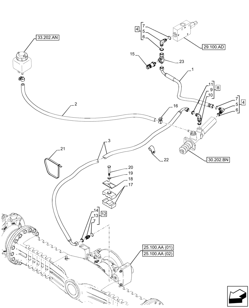 Схема запчастей Case 121F - (33.202.AP) - BRAKE LINE (33) - BRAKES & CONTROLS