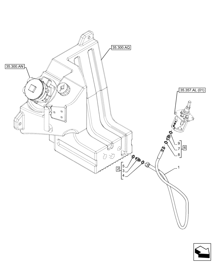 Схема запчастей Case 321F - (35.355.AD) - PILOT VALVE, TANK, LINE (35) - HYDRAULIC SYSTEMS