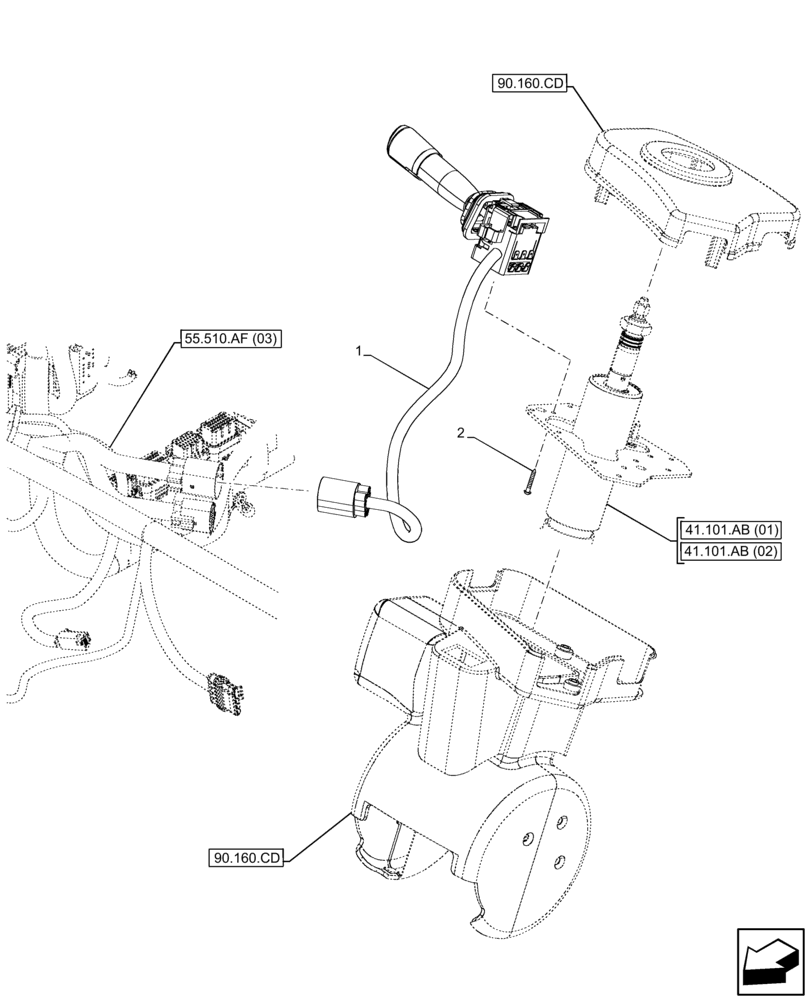 Схема запчастей Case 121F - (55.518.AY) - WIPER, SWITCH (55) - ELECTRICAL SYSTEMS