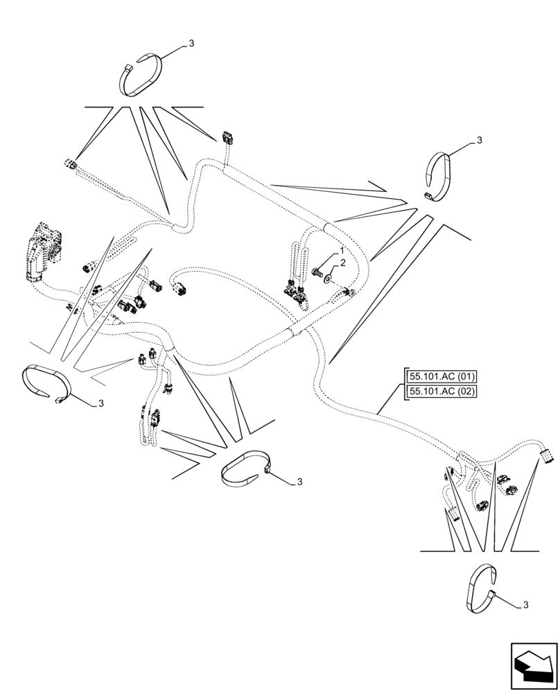 Схема запчастей Case 121F - (55.101.AC[03A]) - FRAME, HARNESS - END DATE 28 FEBRUARY 2017 (55) - ELECTRICAL SYSTEMS