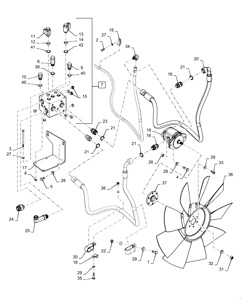 Схема запчастей Case 1650M WT/LGP - (10.414.AC[01]) - FAN ASSEMBLY (10) - ENGINE