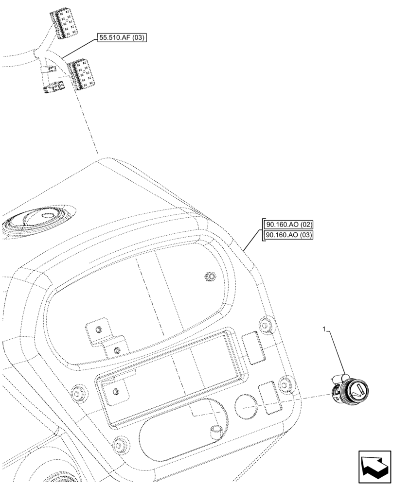 Схема запчастей Case 321F - (55.512.AD) - CIGARETTE LIGHTER (55) - ELECTRICAL SYSTEMS