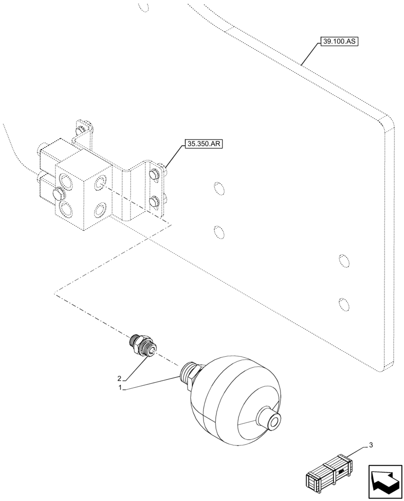 Схема запчастей Case 221F - (35.701.AA) - VAR - 734520 - RIDE CONTROL ACCUMULATOR (35) - HYDRAULIC SYSTEMS