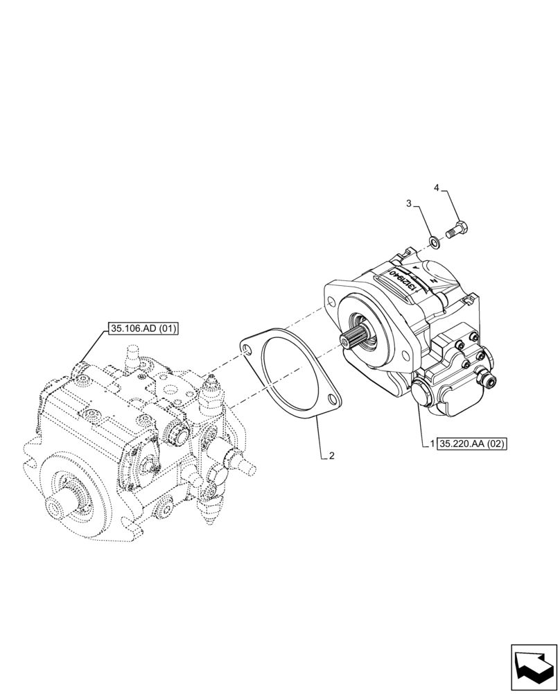 Схема запчастей Case 321F - (35.220.AA[01]) - VAR - 402045, 732001, 732002, 732005, 732006, 734647, 734648, 734651, 734652 - HYDRAULIC PUMP, GEAR (35) - HYDRAULIC SYSTEMS