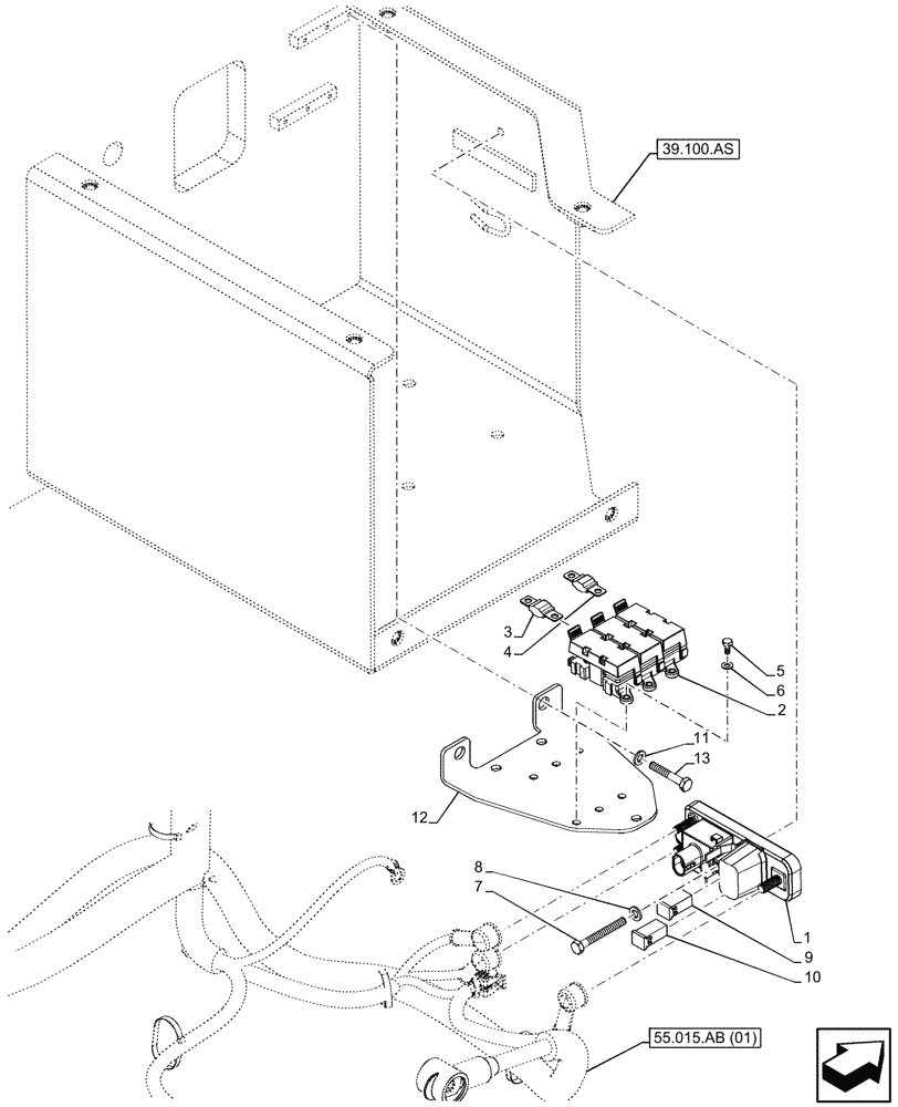 Схема запчастей Case 21F - (55.302.AI[06]) - VAR - 734575, 734653, 734654 - BATTERY, FUSE (55) - ELECTRICAL SYSTEMS