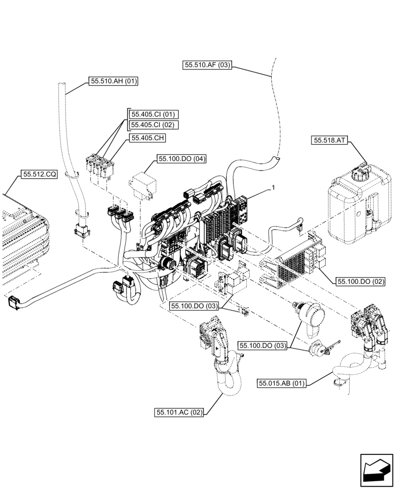 Схема запчастей Case 121F - (55.510.AF[01]) - CAB, HARNESS (55) - ELECTRICAL SYSTEMS