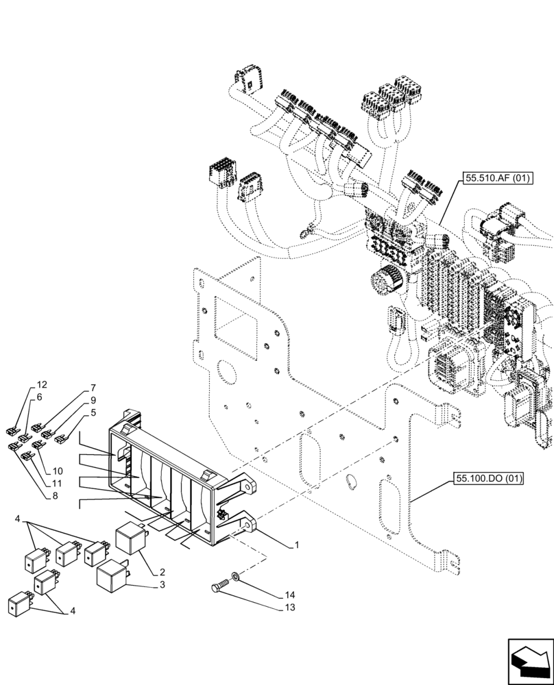 Схема запчастей Case 121F - (55.100.DO[02]) - FUSE, RELAY (55) - ELECTRICAL SYSTEMS