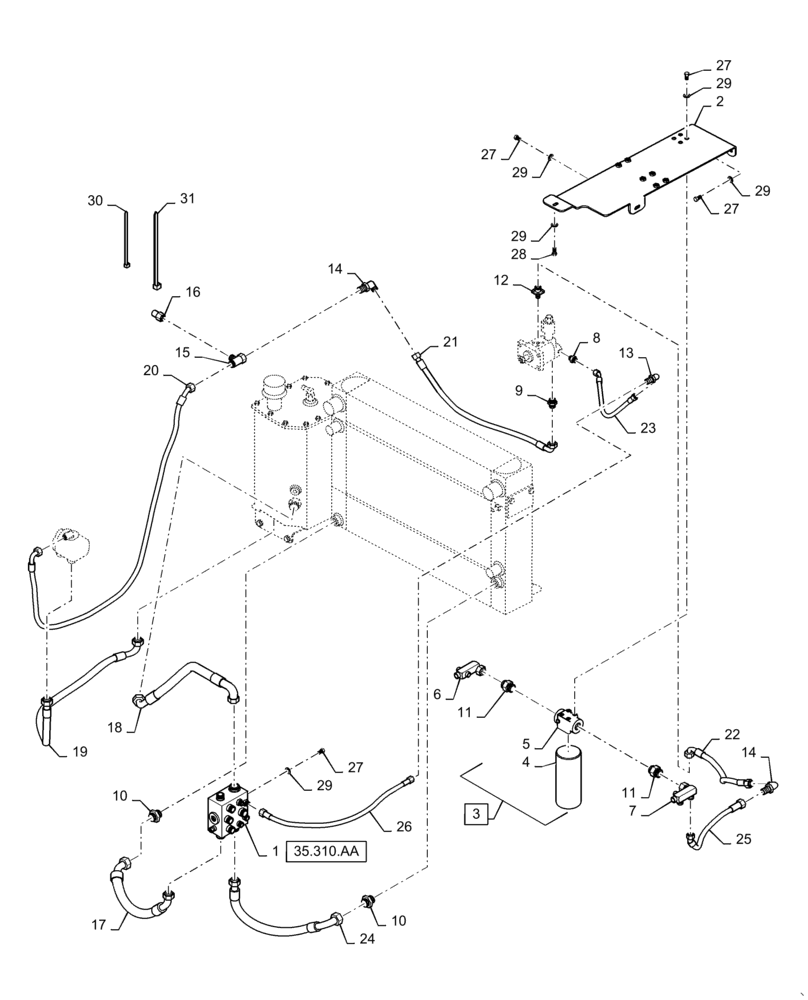 Схема запчастей Case DV210C - (35.300.BC) - HYDRAULIC OIL COOLER LINES, BSN SER# NFNTL2014 (35) - HYDRAULIC SYSTEMS