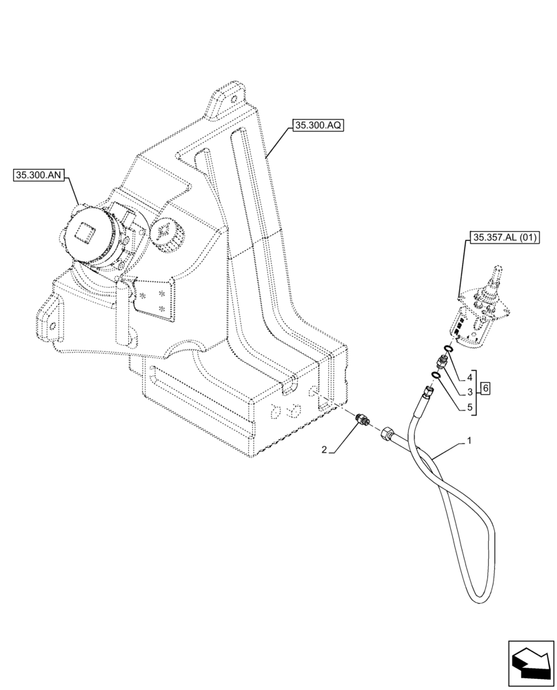 Схема запчастей Case 121F - (35.355.AD) - PILOT VALVE, TANK, LINE (35) - HYDRAULIC SYSTEMS