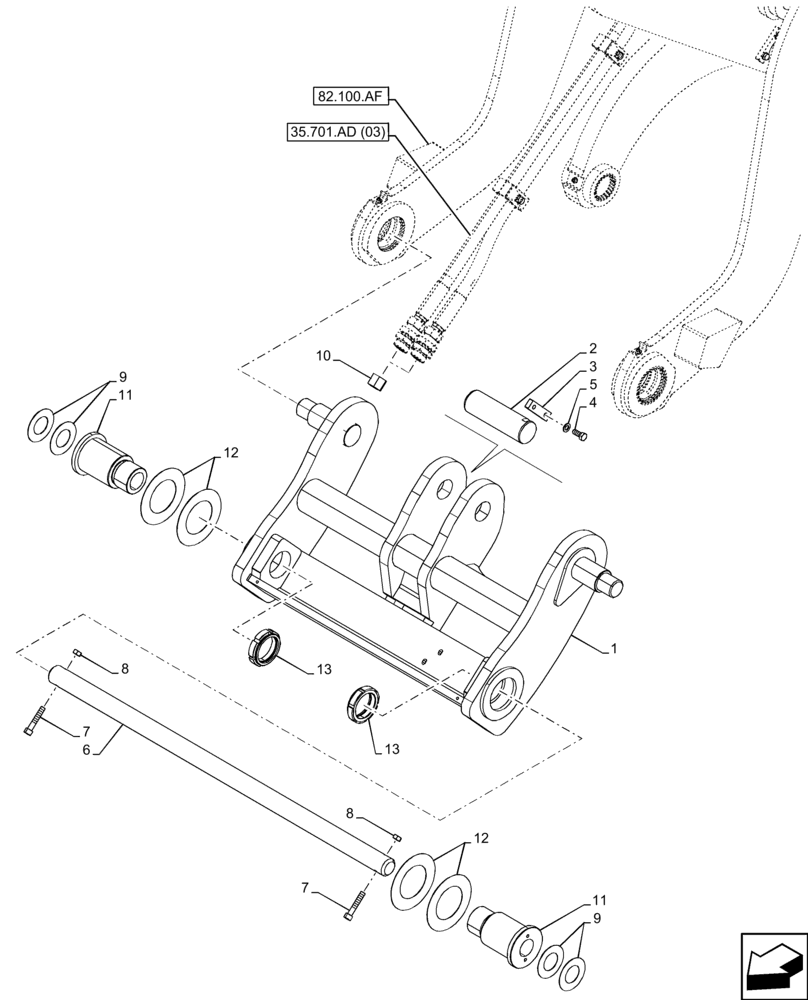 Схема запчастей Case 21F - (82.300.AX[01]) - VAR - 734633 - QUICK COUPLER, MECHANICAL (82) - FRONT LOADER & BUCKET