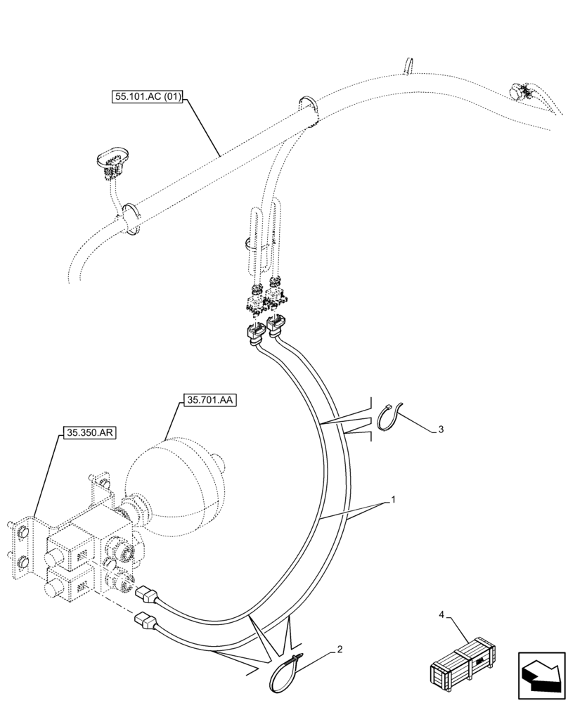 Схема запчастей Case 321F - (55.526.AG) - VAR - 734520 - RIDE CONTROL HARNESS (55) - ELECTRICAL SYSTEMS