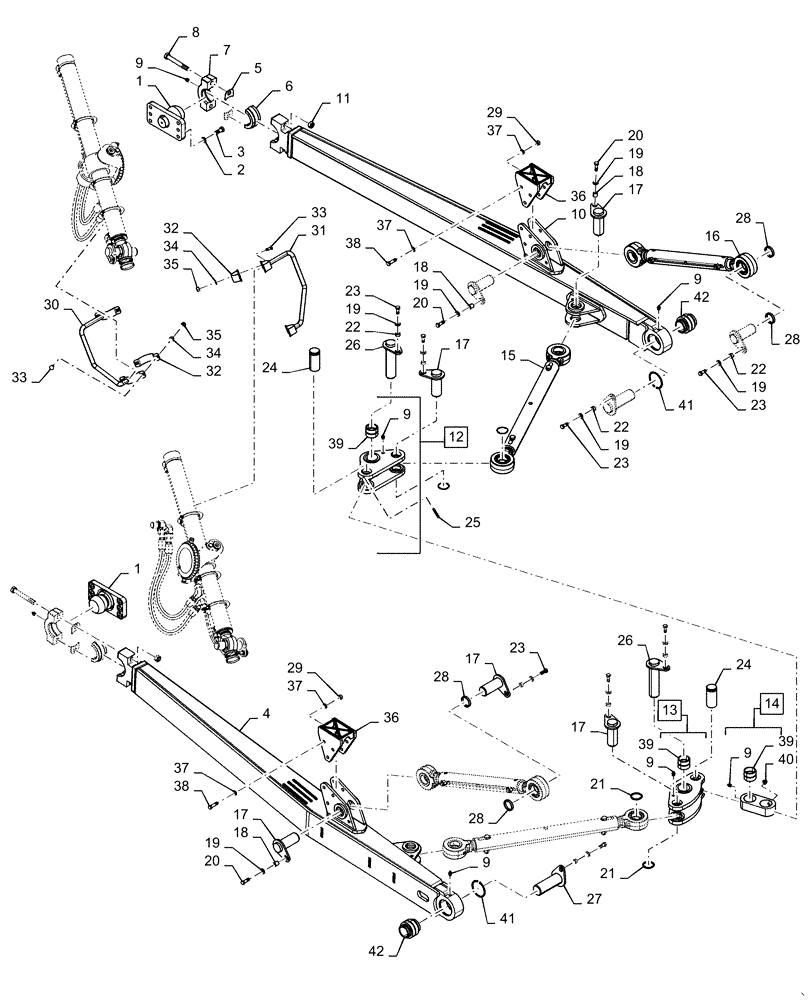 Схема запчастей Case 1650M XLT - (35.766.AM[01]) - PUSH BEAM (35) - HYDRAULIC SYSTEMS