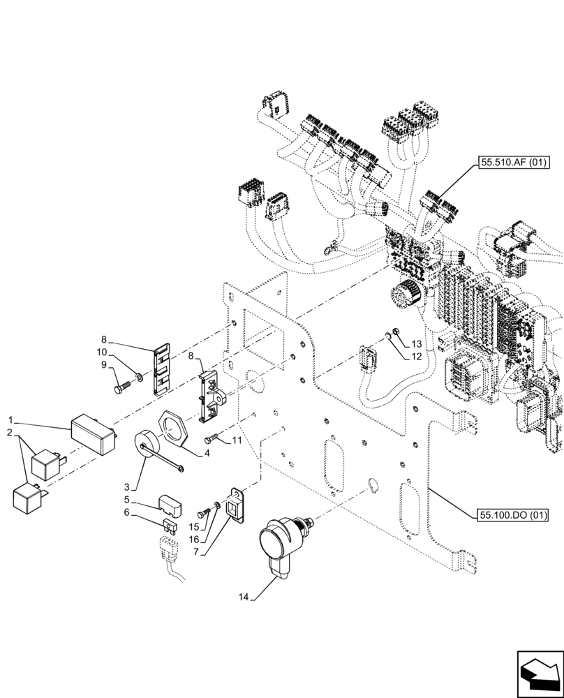 Схема запчастей Case 21F - (55.100.DO[03]) - FUSE, RELAY (55) - ELECTRICAL SYSTEMS