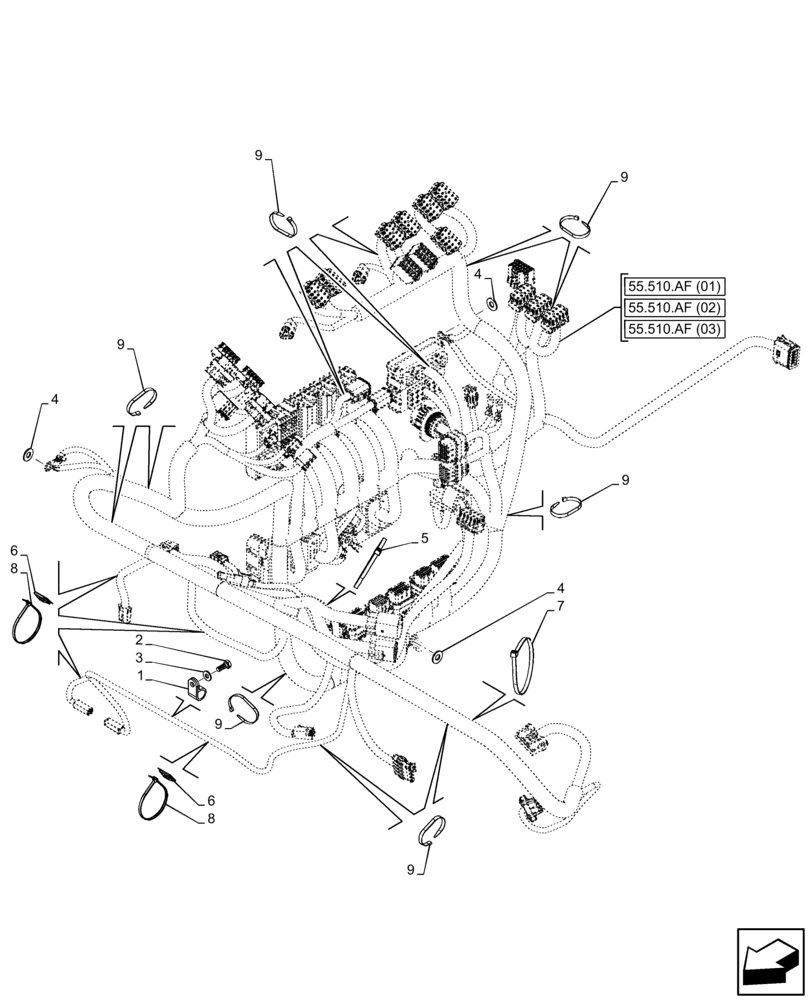 Схема запчастей Case 321F - (55.510.AF[04]) - CAB, HARNESS (55) - ELECTRICAL SYSTEMS