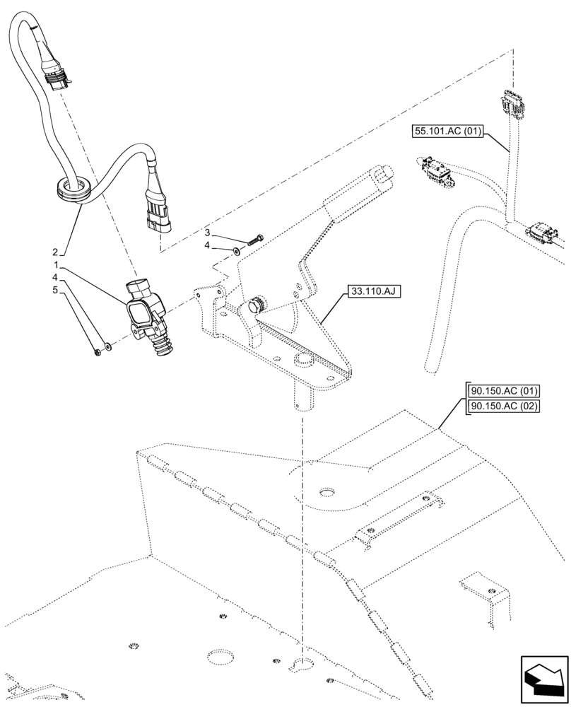 Схема запчастей Case 21F - (55.031.AF) - PARKING BRAKE, SWITCH (55) - ELECTRICAL SYSTEMS