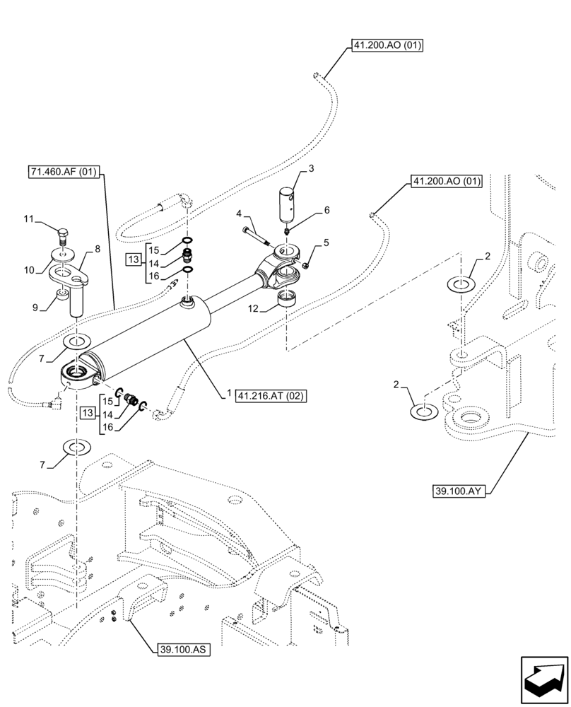 Схема запчастей Case 21F - (41.216.AT[01]) - STEERING CYLINDER, ARTICULATION (41) - STEERING