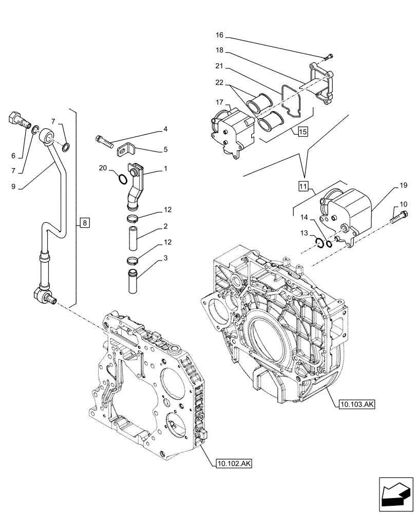 Схема запчастей Case F4HFE6133 B003 - (10.304.AP) - ENGINE, BREATHER (10) - ENGINE