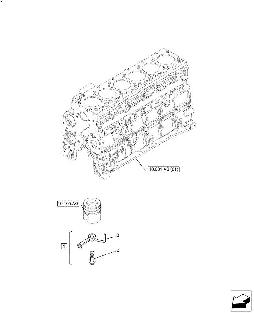 Схема запчастей Case F4HFE613Y B005 - (10.304.AR) - PISTON COOLING (10) - ENGINE