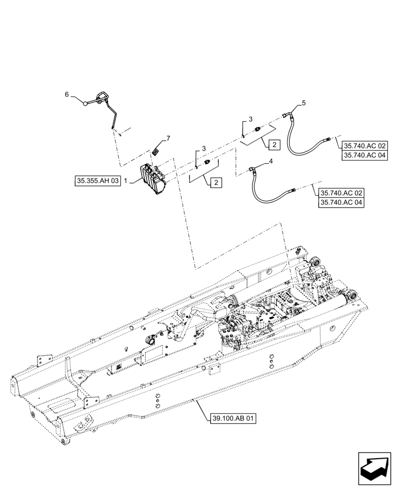 Схема запчастей Case 586H - (35.204.BJ[01]) - VAR - 423086 - HYD. LINE, VALVE, POWER POSITIONER (35) - HYDRAULIC SYSTEMS