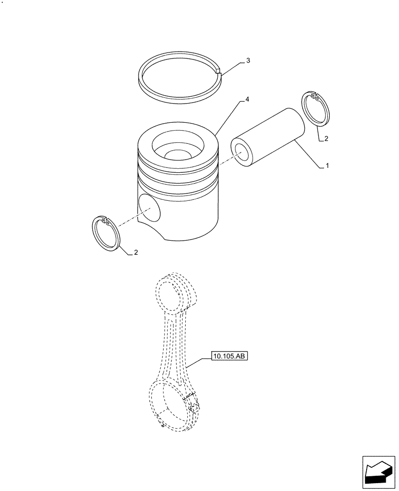 Схема запчастей Case F4HFE6133 B003 - (10.105.AG) - PISTON (10) - ENGINE