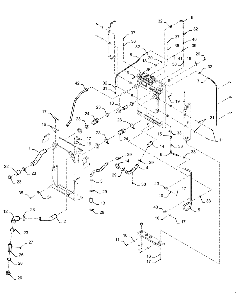 Схема запчастей Case 1150M LT - (10.400.020) - RADIATOR HOSE AND HARDWARE (10) - ENGINE